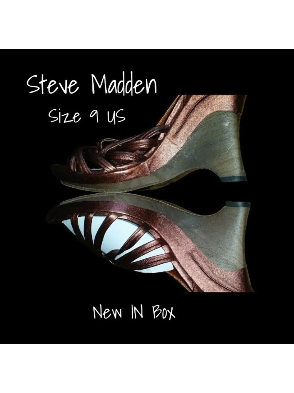 Steve Madden Luminus Wedge Sandals Copper Leather Size 9 - New in Box